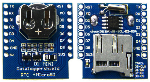 Шилд даталогер wemos d1 mini datalogger DS1307 MicroSD BAT